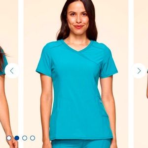 Cherokee infinity mock neck scrub top size large (L) teal color